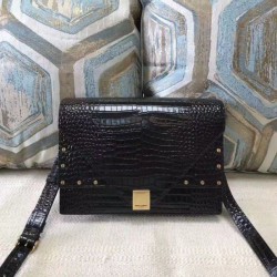 Replica YSL Saint Laurent Margaux Satchel Crocodile Embossed Black