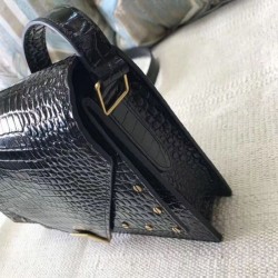 Replica YSL Saint Laurent Margaux Satchel Crocodile Embossed Black