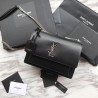 Top Quality YSL Saint Laurent Medium Sunset Bag Smooth Leather Black Silver Hardware