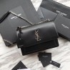 Top Quality YSL Saint Laurent Medium Sunset Bag Smooth Leather Black Silver Hardware