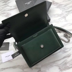 Best YSL Saint Laurent Medium Sunset Bag Smooth Leather Green