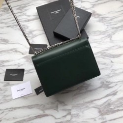 Best YSL Saint Laurent Medium Sunset Bag Smooth Leather Green