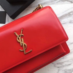 Top YSL Saint Laurent Medium Sunset Bag Smooth Leather Red