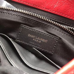 Replica YSL Saint Laurent Niki Chain Wallet Crinkled Vintage Leather Red