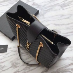 Top YSL Saint Laurent Shoping Bag Graind leather Black