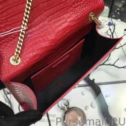 Cheap Saint Laurent Medium Kate Monogram Tassel Croco Leather Shoulder Bag Red Y121230