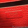 Cheap Saint Laurent Medium Kate Monogram Tassel Croco Leather Shoulder Bag Red Y121230