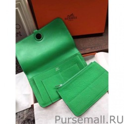 1:1 Mirror Hermes Dogon Wallet In Vert Leather