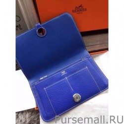 Replica Hermes Dogon Wallet In Electric Blue Leather