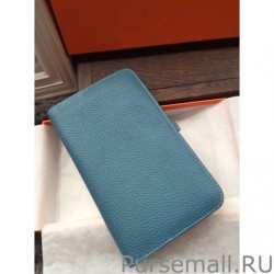 Knockoff Hermes Dogon Wallet In Blue Jean Leather