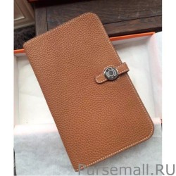 UK Hermes Dogon Wallet In Brown Leather