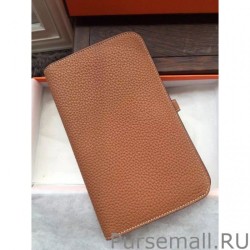 UK Hermes Dogon Wallet In Brown Leather