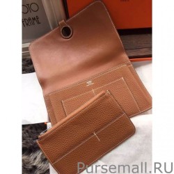 UK Hermes Dogon Wallet In Brown Leather