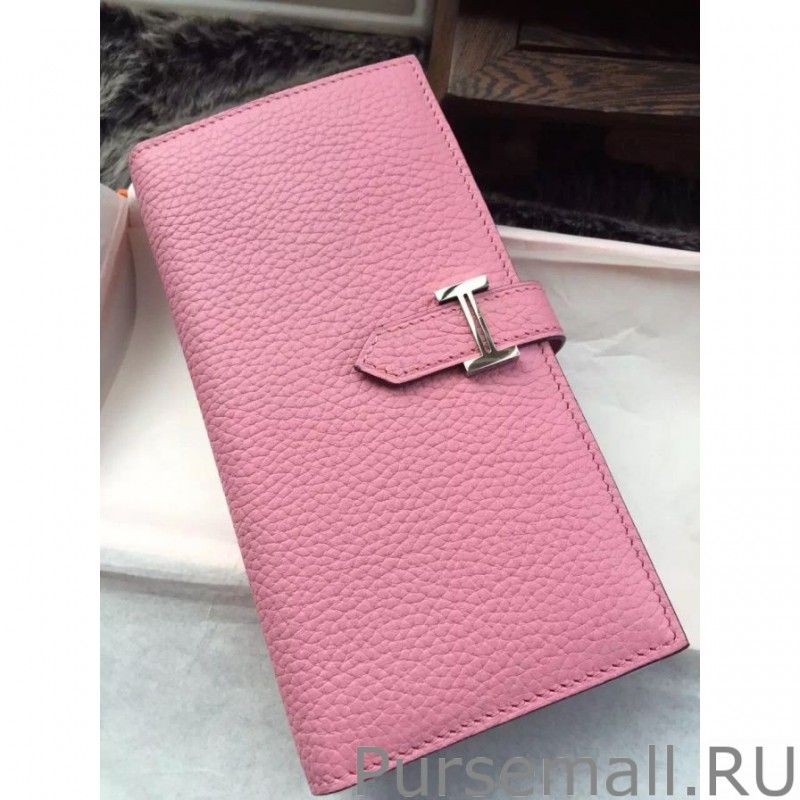 High Hermes Bearn Wallet In Pink Leather