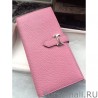 High Hermes Bearn Wallet In Pink Leather