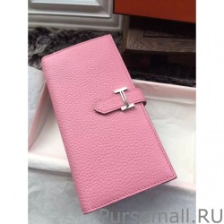 High Hermes Bearn Wallet In Pink Leather