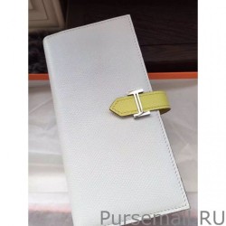 1:1 Mirror Hermes Bicolor Bearn Wallet In White Epsom Leather