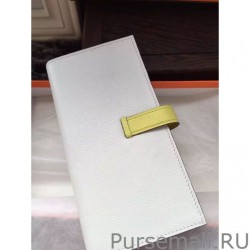 1:1 Mirror Hermes Bicolor Bearn Wallet In White Epsom Leather