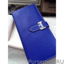 UK Hermes Bearn Wallet In Electric Blue Leather