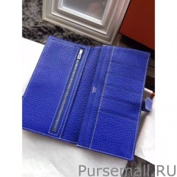 UK Hermes Bearn Wallet In Electric Blue Leather