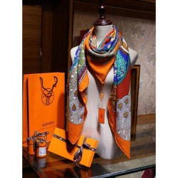 Replicas Hermes Silk cashmere 140 x 140cm Orange