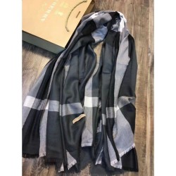 Inspired Lightweight Check Modal and Wool Square Scarf Blue