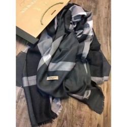 Inspired Lightweight Check Modal and Wool Square Scarf Blue