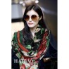 Copy Silk scarf with Flora Print 65 x 185cm Black