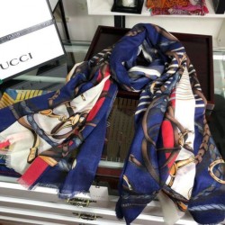 Best Wool Silk Scarf 100 x 200 Blue