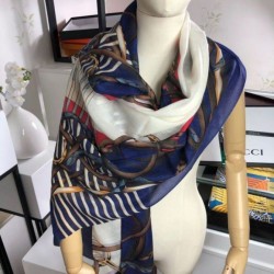 Best Wool Silk Scarf 100 x 200 Blue