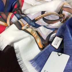 Best Wool Silk Scarf 100 x 200 Blue