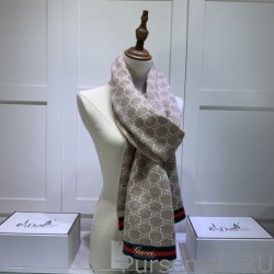 7 Star cashmere jacquard scarf 30 x 190 Brown