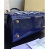 Fashion Dior Lady Dior Medium Patent Leather Handbag Blue