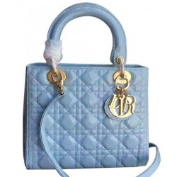 Inspired Dior Lady Dior Medium Patent Leather Handbag Light Blue