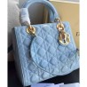 Inspired Dior Lady Dior Medium Patent Leather Handbag Light Blue
