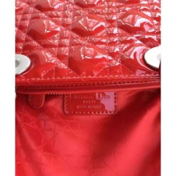 Copy Dior Lady Dior Medium Patent Leather Handbag Red