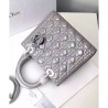 Replicas Dior Lady Dior Medium Patent Leather Tote Bag Gray