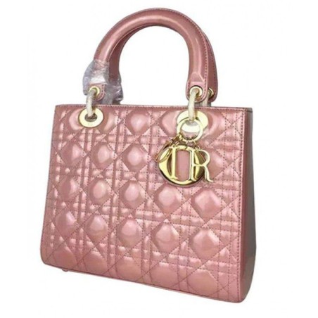 Fashion Dior Lady Dior Medium Patent Leather Tote Bag Pink