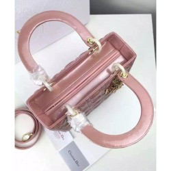 Fashion Dior Lady Dior Medium Patent Leather Tote Bag Pink