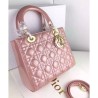 Fashion Dior Lady Dior Medium Patent Leather Tote Bag Pink