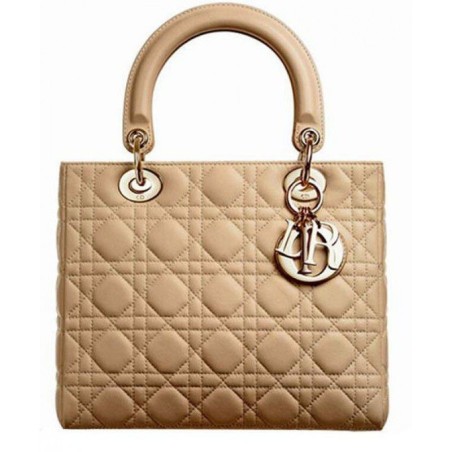 Wholesale Dior Lady Dior Medium Classic Tote Bag With Lambskin Apricot