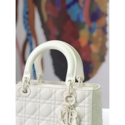 Best Christian Dior Lady Dior Ultra-Matte Bag White