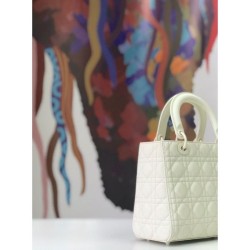 Best Christian Dior Lady Dior Ultra-Matte Bag White