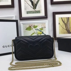 1:1 Mirror GG Marmont matelasse Leather Super Mini Bag 476433 Black