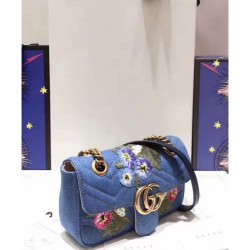 AAA+ GG Marmont Denim Mini Bag 446744 Blue