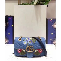 AAA+ GG Marmont Denim Mini Bag 446744 Blue