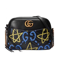 Perfect GG Marmont Ghost Shoulder Bag 443499 Black