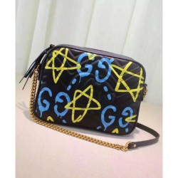 Perfect GG Marmont Ghost Shoulder Bag 443499 Black