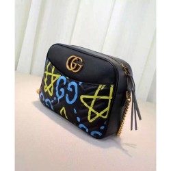 Perfect GG Marmont Ghost Shoulder Bag 443499 Black