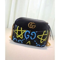 Perfect GG Marmont Ghost Shoulder Bag 443499 Black